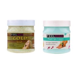 FEELHIGH Combo Of Gold Face Scrub & Foot Spa Cream - 500ml Each-78