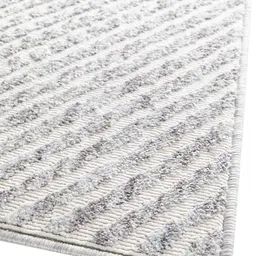 OBSESSIONS Cream-Coloured & White Striped Polypropylene Carpet image 2