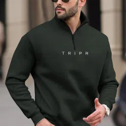 Men Printed High Neck Green Sweater-image-64
