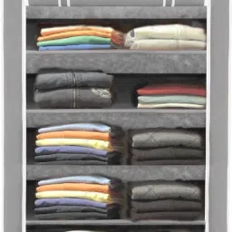 Multipurpose Storage Rack, 5 Layer PP Collapsible Wardrobe-image-3
