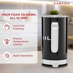 Carysil 2-in-1 Combo, 2-Slice Bread Toaster with 6 Browning Settings and Milk Frother with Hot & Cold Foam Function, Black image 5