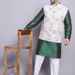 SOJANYA PLUS Woven Design Kurta With Pyjamas & Nehru Jacket-26