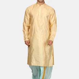 Sethukrishna Mandarin Collar Straight Zari Kurta with Dhoti Pants & Dupatta-image-55