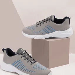 FAUSTO Men Grey Mesh Running Non-Marking Memory Foam Shoes-picture-3