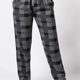 Zeyo Women Checked Mid-Rise Straight Lounge Pants-image-7