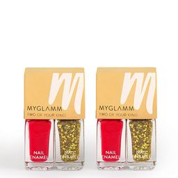 MyGlamm Set of 2 High Gloss 2 IN 1 Nail Paint 10 ml Each - High on Drama-10