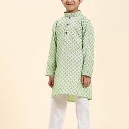 Pro-Ethic STYLE DEVELOPER Boys Green Geometric Printed Cotton Kurta with Pyjamas-10