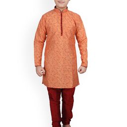 Pro-Ethic STYLE DEVELOPER Boys Floral Printed Mandarin Collar Kurta With Pyjamas-picture-5