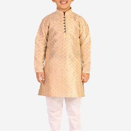 Pro-Ethic STYLE DEVELOPER Boys Cream-Coloured Floral Printed Kurta with Pyjamas-image-2
