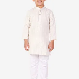 Pro-Ethic STYLE DEVELOPER Boys Cream-Coloured Striped Kurta with Pyjamas-27