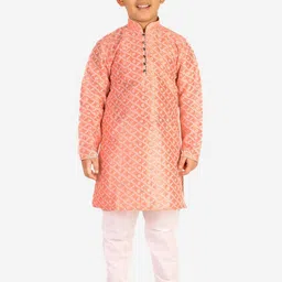 Pro-Ethic STYLE DEVELOPER Boys Pink Floral Printed Kurta with Pyjamas-image-53