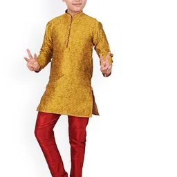 Pro-Ethic STYLE DEVELOPER Boys Ethnic Motifs Woven Design Kurta with Churidar-48