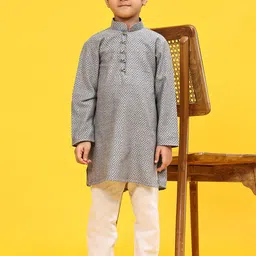 Pro-Ethic STYLE DEVELOPER Boys Geometric Woven Design Straight Kurta with Pyjamas-48