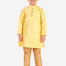 Pro-Ethic STYLE DEVELOPER Boys Yellow Pure Silk Kurta with Pyjamas-38