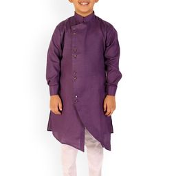 Pro-Ethic STYLE DEVELOPER Boys Mandarin Collar Asymmetric Kurta with Pyjamas-19