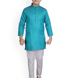 Pro-Ethic STYLE DEVELOPER Boys Geometric Woven design Mandarin Collar Kurta With Pyjamas-11