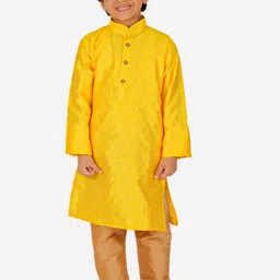 Pro-Ethic STYLE DEVELOPER Boys Yellow Pure Silk Kurta with Pyjamas-picture-35