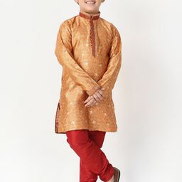 Pro-Ethic STYLE DEVELOPER Boys Ethnic Motifs Printed Thread Work Kurta with Churidar-image-26