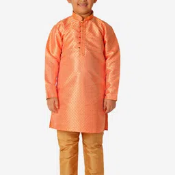 Pro-Ethic STYLE DEVELOPER Boys Ethnic Motifs Printed Pure Silk Kurta with Pyjamas-picture-32