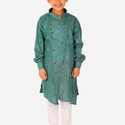 Pro-Ethic STYLE DEVELOPER Boys Green Self Design Kurta with Pyjama-33