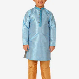 Pro-Ethic STYLE DEVELOPER Boys Printed Pure Silk Kurta with Pyjamas-10