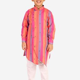 Pro-Ethic STYLE DEVELOPER Boys Pink Printed Kurta with Pyjamas-56