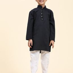 Pro-Ethic STYLE DEVELOPER Boys Self Designed Mandarin Collar Kurta with Pyjamas-picture-26