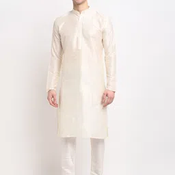 Jompers Mandarin Collar Straight Dupion Silk Kurta with Churidar-image-82