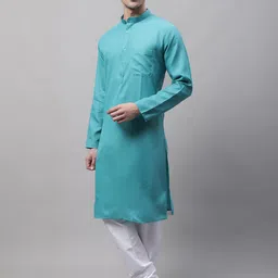 Jompers Men Solid Pure Cotton Kurta with Churidar-picture-15
