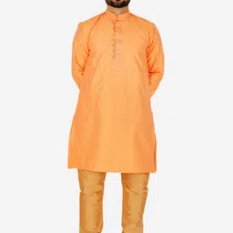 Pro-Ethic STYLE DEVELOPER  Orange Pure Silk Kurta with Churidar-image-22