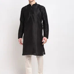 Jompers Mandarin Collar Straight Dupion Silk Kurta with Churidar-image-34