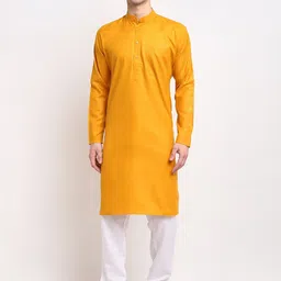 Jompers Men Mustard Yellow Regular Kurta with Churidar-picture-7