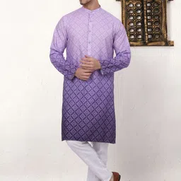 Jompers Printed Mandarin Collar Regular Ombre Kurta with Pyjamas-11