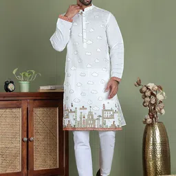 Jompers Men Embroidered Regular Chikankari Kurta with Pyjamas-picture-25