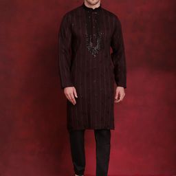 Jompers Embroidered Regular Sequinned Straight Kurta With Pyjamas-71