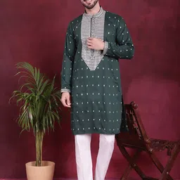 Jompers Ethnic Motifs Embroidered Sequinned Kurta with Pyjamas-picture-5