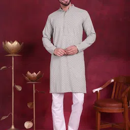 Jompers Floral Chikankari Embroidered Regular Sequinned Pure Cotton Kurta With Churidar-image-57