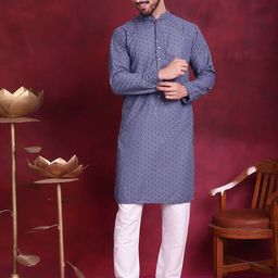 Jompers Floral Embroidered Pure Cotton Sequinned Kurta With Churidar-image-27