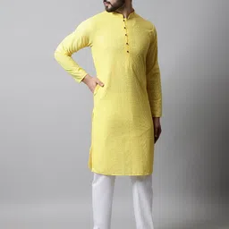 Jompers Men Ethnic Motifs Embroidered Mandarin Collar Pure Cotton Kurta with Pyjamas-picture-13