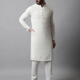 Jompers Embroidered Chikankari Pure Cotton Kurta with Pyjamas-32