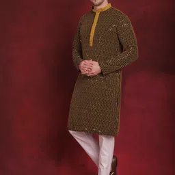 Jompers Embroidered Regular Sequinned Kurta with Pyjamas-29