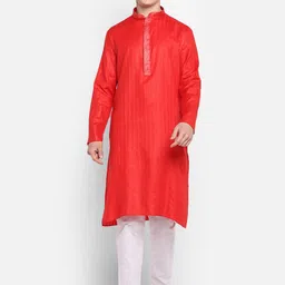 DEVOILER Men Red Kurta with Pyjamas-picture-14