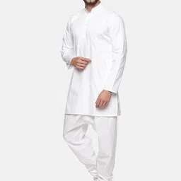 Sethukrishna Men White Striped Pure Cotton Kurta with Pyjamas-image-23