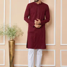 See Designs Ethnic Motifs Embroidered Regular Thread Work Kurta with Pyjamas-picture-11
