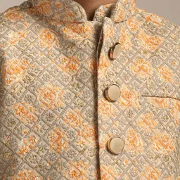 Manyavar Boys Thread Work Straight Kurta & Pyjamas With Nehru jacket image 2