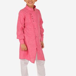 Pro-Ethic STYLE DEVELOPER Boys Peach-Coloured Angrakha Kurta with Pyjamas image 5