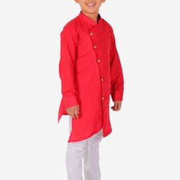 Pro-Ethic STYLE DEVELOPER Boys Red & White Kurta with Pyjamas image 4