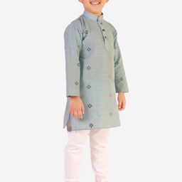 Pro-Ethic STYLE DEVELOPER Boys Mandarin Collar Checked Kurta with Pyjamas image 2