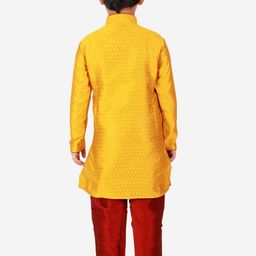 Pro-Ethic STYLE DEVELOPER Boys Mustard Yellow & Red Kurta with Pyjamas image 5