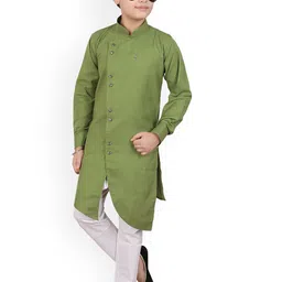 Pro-Ethic STYLE DEVELOPER Boys Mandarin Collar Asymmetric Kurta with Pyjamas image 2